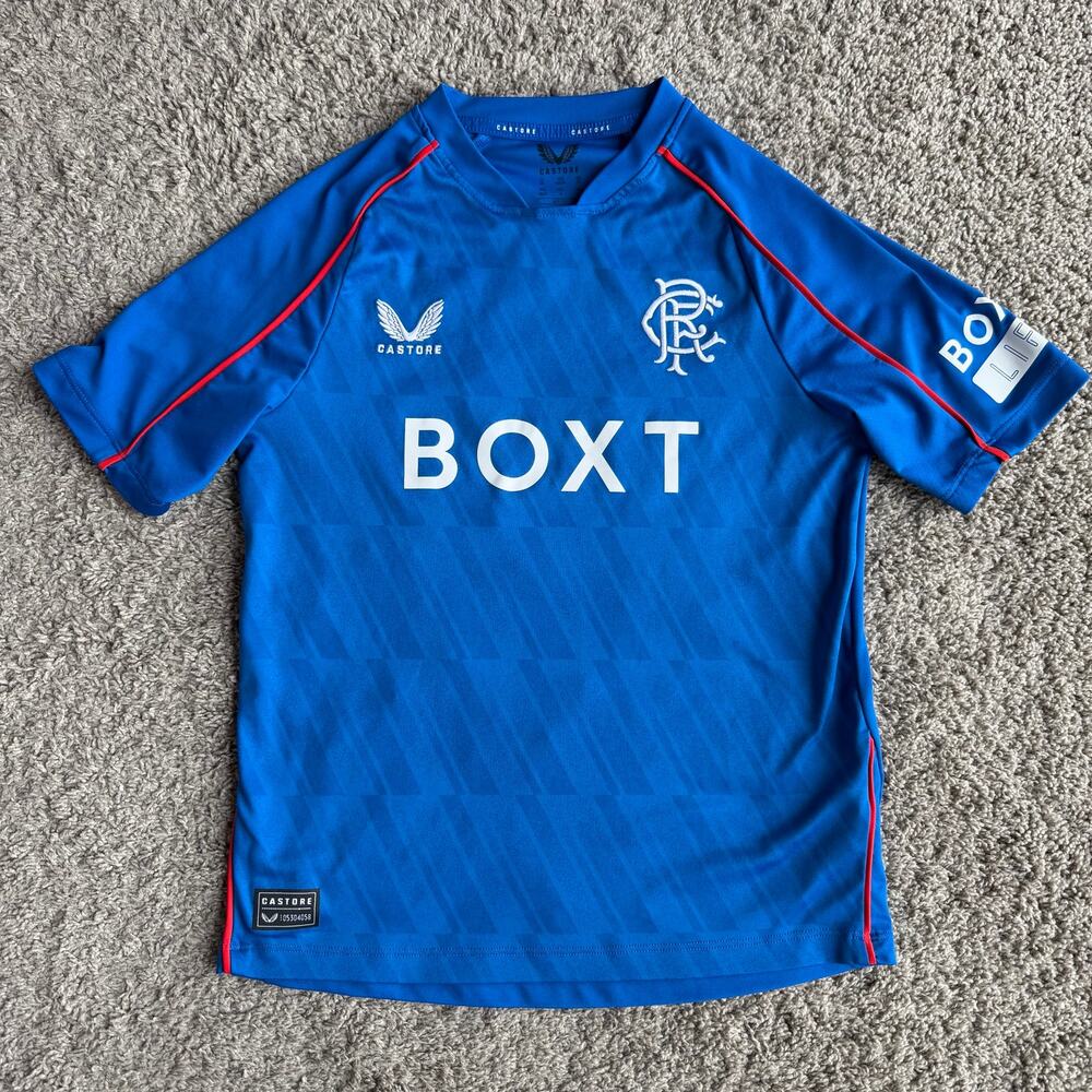 Castore Glasgow Rangers FC Blue White Junior 2024/25 Home Soccer Jersey Shirt YM
